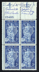 US 1082 Autographed Block, George Meany, Labor Leader