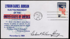 US 1964 #1249 Cover Signed by Hubert H. Humphrey as Vice President Elect