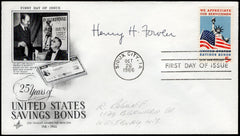 1966 #1320 US Savings Bond FDC Signed by Henry H Fowler, Secretary of Treasury