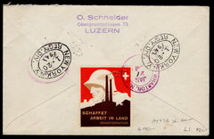 Switzerland 1940 #B106-109 FDC VF Sent Registered to USA