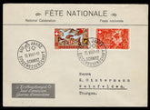Switzerland 1940 #B110-111 FDC XF Cacheted Cover Sent to Thurgau