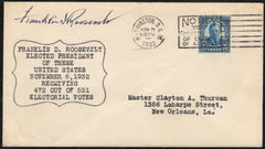 1932 U.S. #637 on Election Day Cover Signed by Franklin Roosevelt