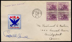 US 1933 #732 FDC Signed by Cordell Hull, Secretary of State