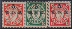 Danzig, Memel, and Plebescites - Danzig #B9-11 Mint\LH