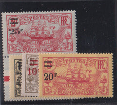 French Colonies and French Area - New Caledonia #125,6,134,5 Mint\NH F - VF