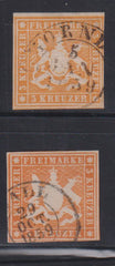 Germany - Wurtemberg #Mi7a,b Used F