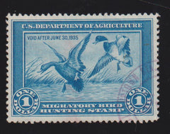 US Federal Duck Stamps #RW1 Used VF - XF