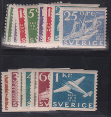 Sweden #248-62 Mint\Hinged F - VF