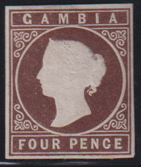 British Area A- M - Gambia #1 Mint\LH VF