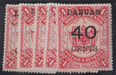 British Area A- M - Labuan #58-62 Used F - VF