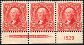 US 301 Bureau & Regular Issues NH Ave - Fine Imprint Plate # Strip of 3 - Bright Rich Color - cv $120