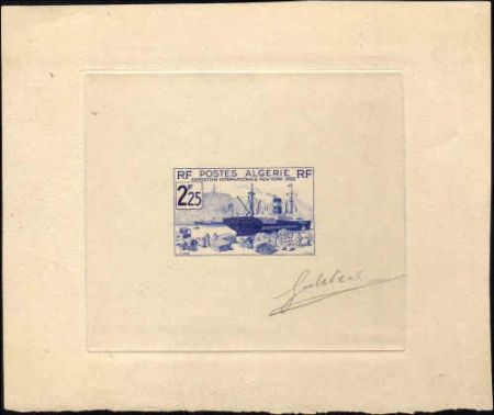 Algeria 130 Artist Die Proof, Ship, in Ultra, Signed