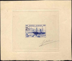 Algeria 130 Artist Die Proof, Ship, in Ultra, Signed