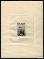 Algeria CB3 Artist Die Proof, Airplane, Clock Tower, in Black, Signed