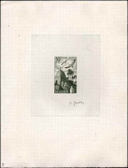 Algeria C8 Artist Die Proof, Birds,in Gree, Signed