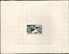 Algeria C9 Artist Die Proof Green, Airplane, Signed