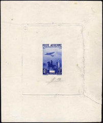 Algeria CB3 Artist Die Proof, Airplane, Clock Tower, Blue, Signed
