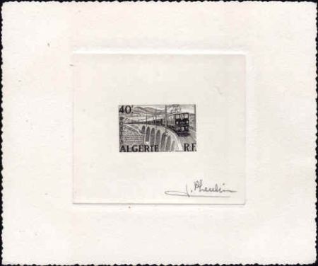 Algeria 283 1957 Artist Die Proof, Train, Signed