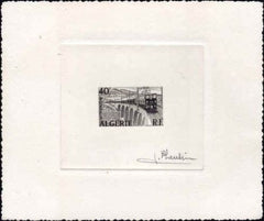 Algeria 283 1957 Artist Die Proof, Train, Signed