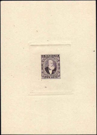 Brazil c.1870 Artist Die Proof in Dark Purple of Emperor Dom Pedro