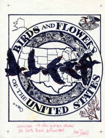 Jack Davis Artwork : Scott 1953 State Bird and Flowers