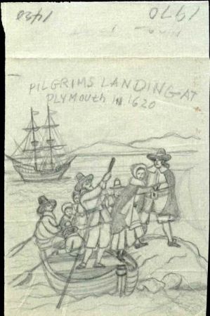 Ralph Dyer Artwork : Scott 1420, Pilgrims, Boat