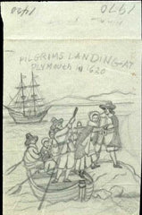 Ralph Dyer Artwork : Scott 1420, Pilgrims, Boat