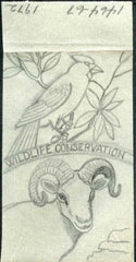 Ralph Dyer Artwork : Scott 1464-67, Wildlife Conservation, Cardinal, Ram, Bird