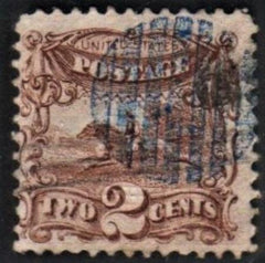 US 113 Pictorials Fancy Cancel blue grid