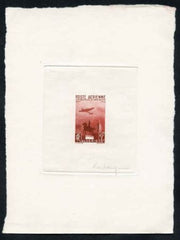 Algeria CB3 Artist Die Proof, Airplane, Clock Tower, Brick Red, Signed