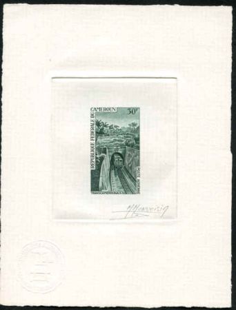 Cameroun C104 Artist Die Proof in Dark Green, Train