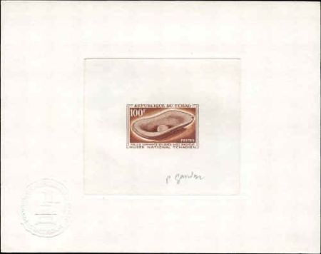 Chad 134 - 137 Artist Die Proof in Brown, Prehistoric Tools