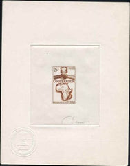 Chad 121 Artist Die Proof in Brown, Handshake, Map