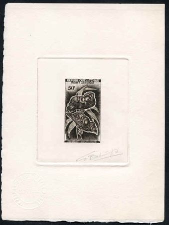 Chad C2 Artist Die Proof in Black, Birds