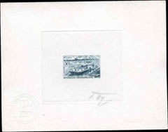 Central Africa 111 Artist Die Proof in teal, River Boat