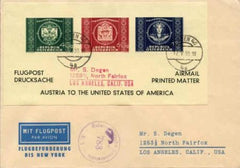 Austria 1950 Flight cover to US with UPU set