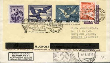 Austria 1952 Balloon post cover
