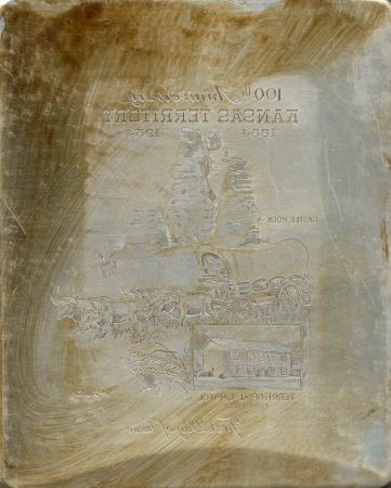 US Artmaster Scott 1061 1954 Kansas Territory, Pioneer Wagon Train - Plate