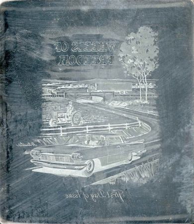 US Artmaster Scott 1162 1960 Wheels of Freedom, Car and Truck - Plate