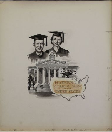 US Artmaster Scott 1206 1962 Higher Education, Map of U.S. - Artwork