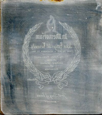 US Artmaster Scott 1246 1964 John F. Kennedy and Eternal Flame - Plate