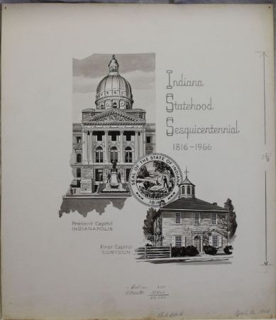 US Artmaster Scott 1308 1966 Indiana Statehood - Artwork