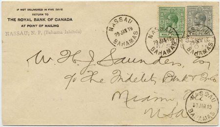 Bahamas 1919 1st Flight Nassau - Miami