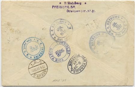 Austria 1932 Catapult Cover "Europa" - New York to Costa Rica