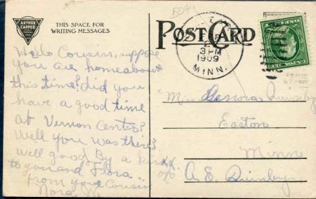 US 1909 Valentine PC with Butterfly