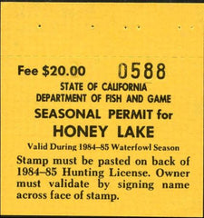 US 1984-85 Honey Lake permit stamp