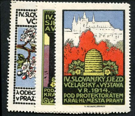 Czecholovakia 1914 3 Beehive Labels