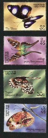 Nevis 1983 146 - 149 Specimen Ovpts. Butterfly