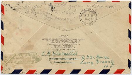 US 1930 C14 VF on Hotel Adv. Cover
