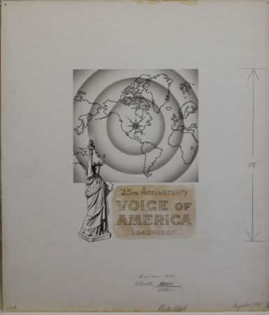 US Artmaster Scott 1329 1967 Voice of America, Radio Tower and Waves - Artwork